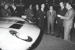 The Miura's launch with Ferruccio Lamborghini (third from right)